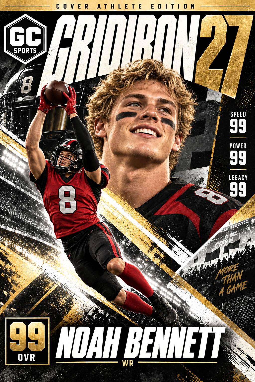 Wide Receiver High Catch — Personalized Football Poster | 18 × 24