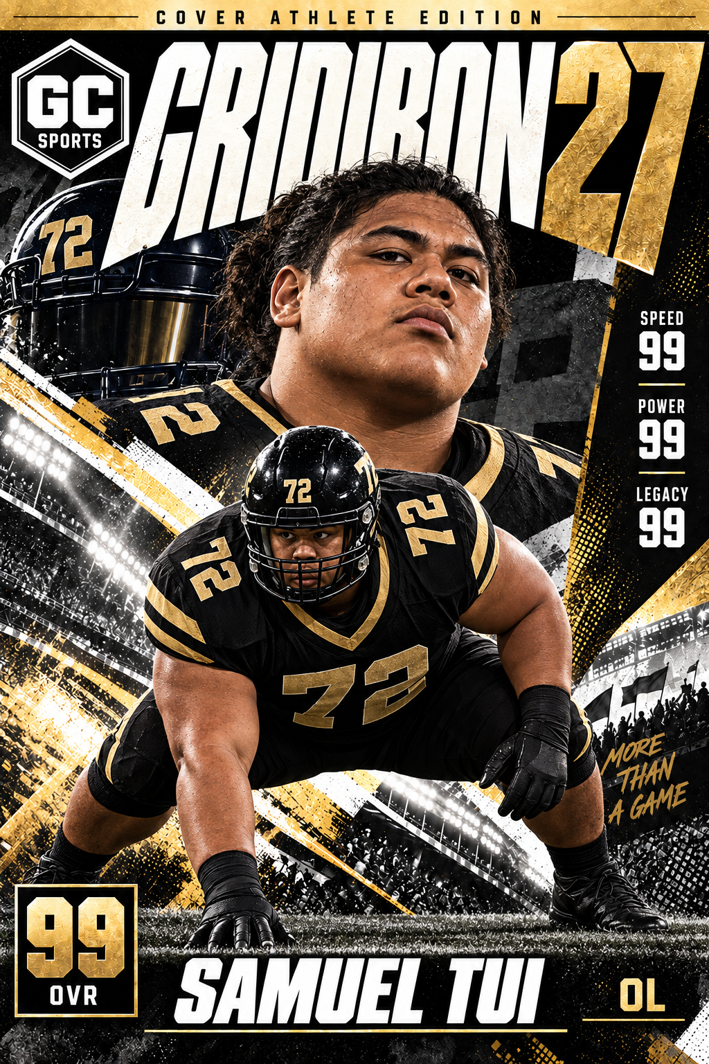 Lineman Three-Point Stance — Personalized Football Poster | 18 × 24