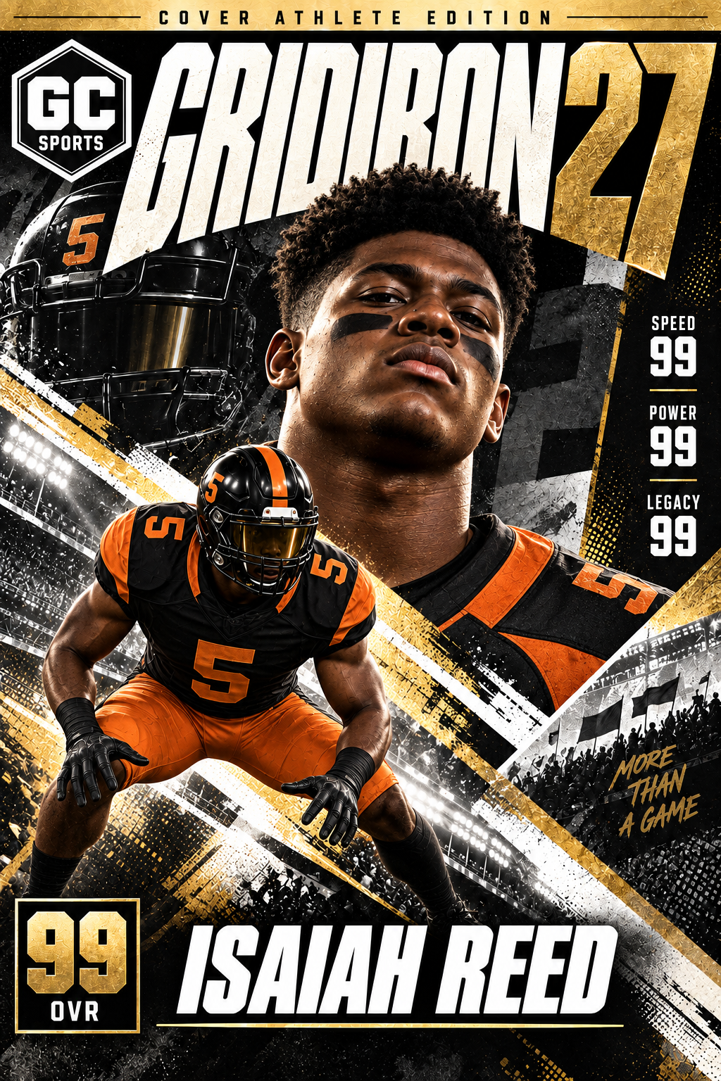 Defense Ready Stance — Personalized Football Poster | 18 × 24