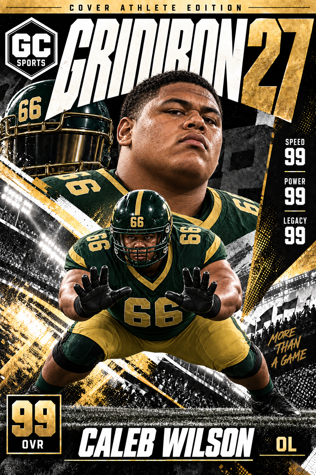 Lineman Drive Block — Personalized Football Poster | 18 × 24