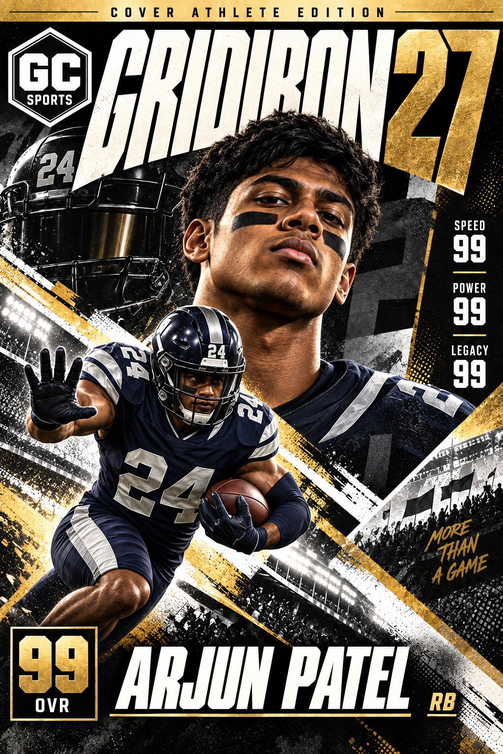 Running Back Stiff-Arm — Personalized Football Poster | 18 × 24