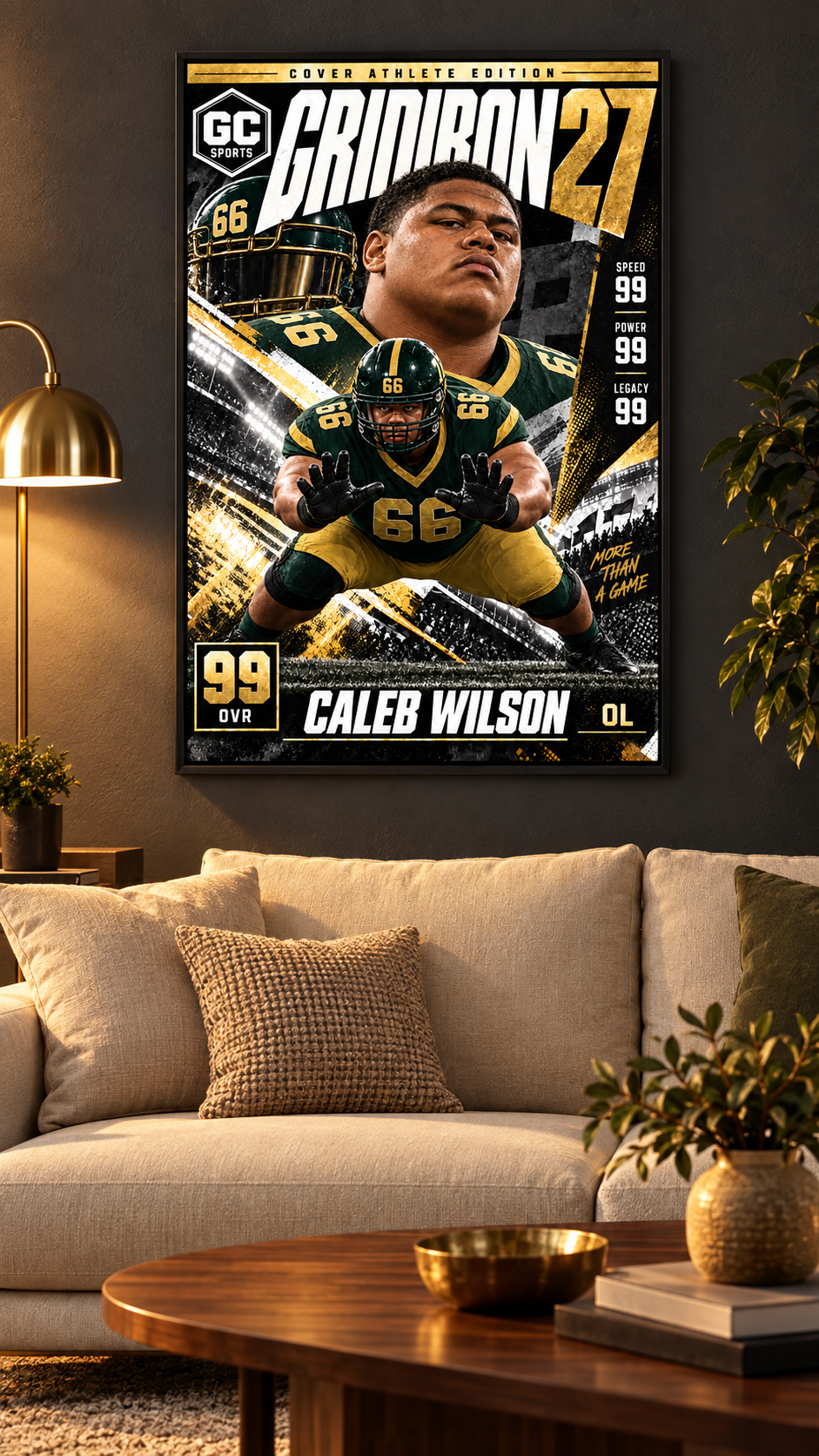 Lineman Drive Block — Personalized Football Poster | 18 × 24
