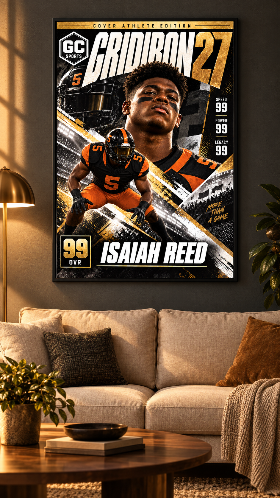 Defense Ready Stance — Personalized Football Poster | 18 × 24