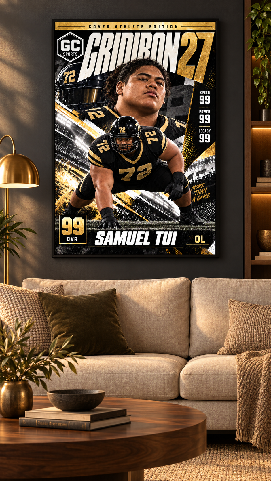 Lineman Three-Point Stance — Personalized Football Poster | 18 × 24