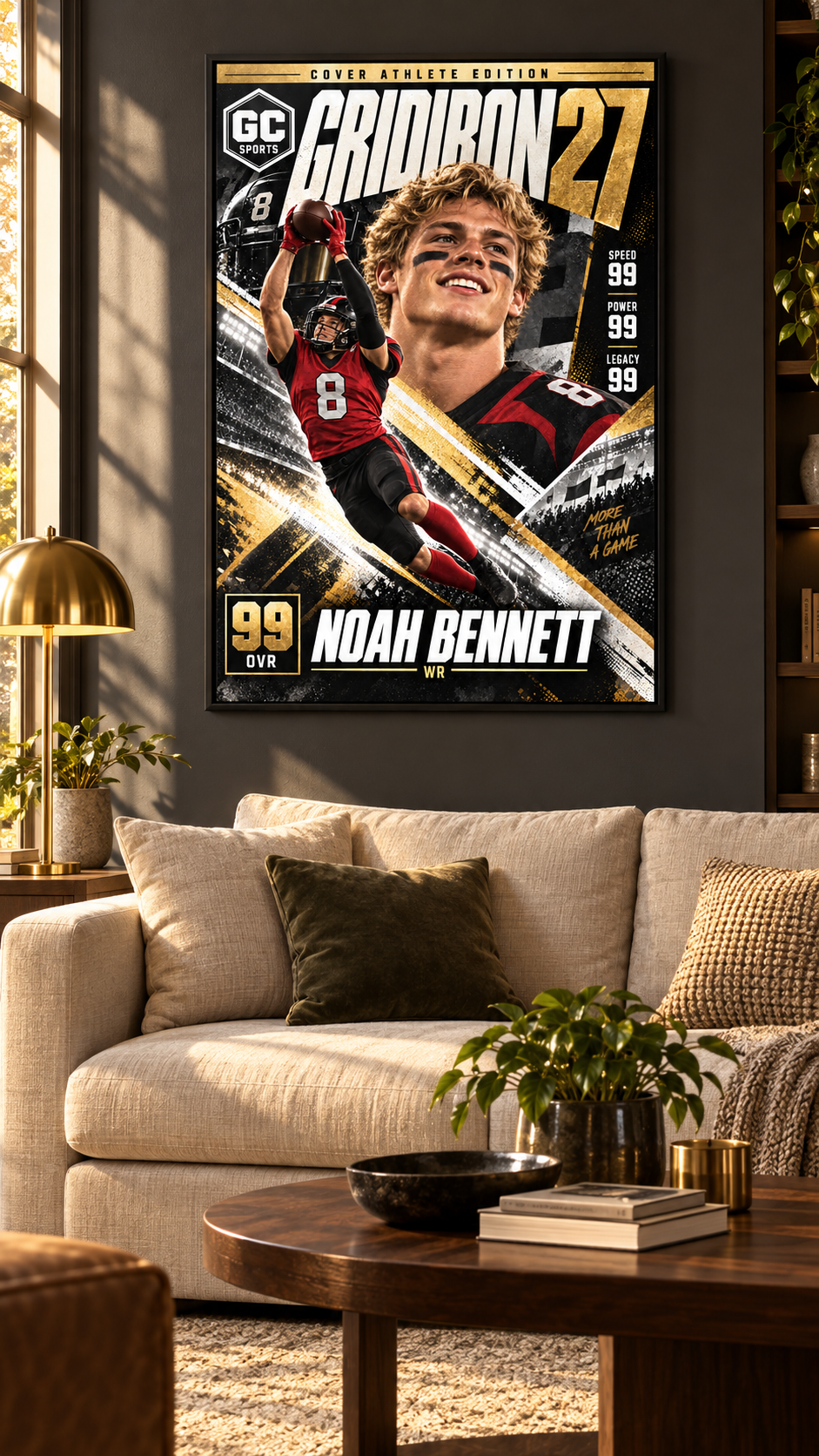 Wide Receiver High Catch — Personalized Football Poster | 18 × 24