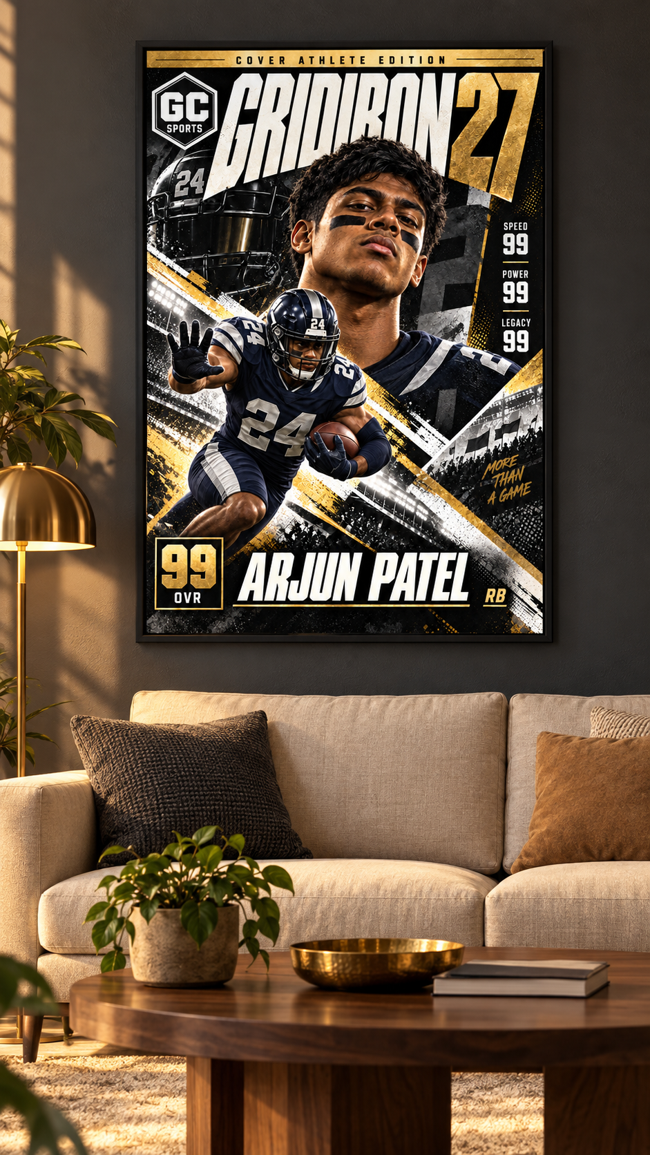 Running Back Stiff-Arm — Personalized Football Poster | 18 × 24