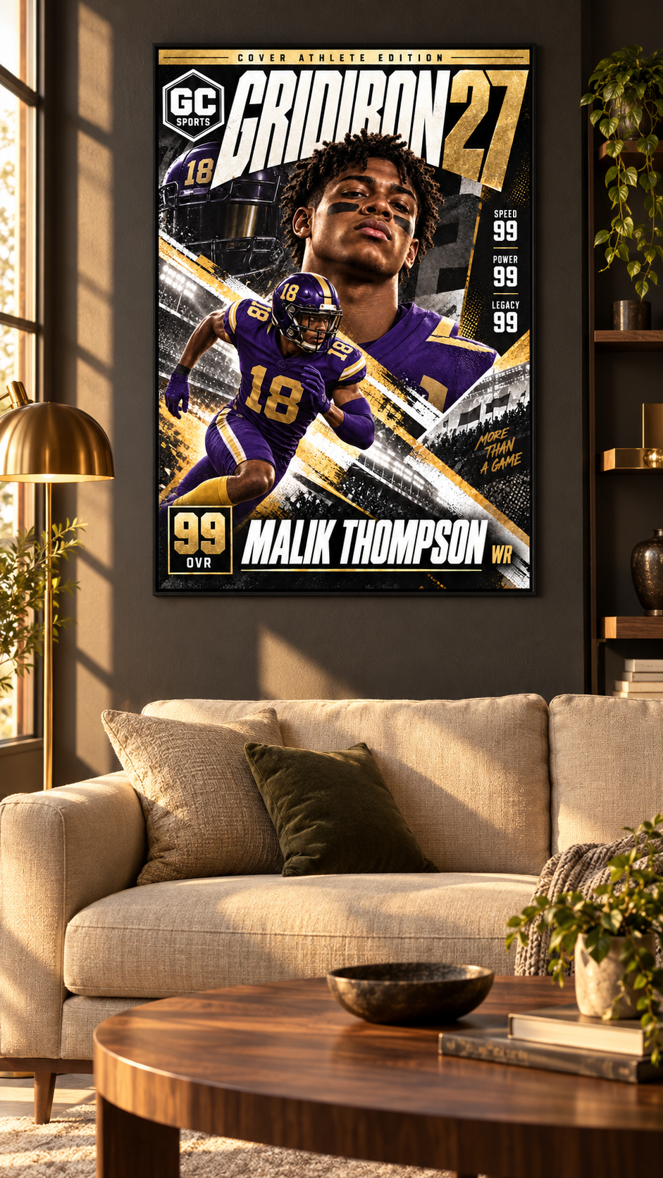Wide Receiver Route — Personalized Football Poster | 18 × 24