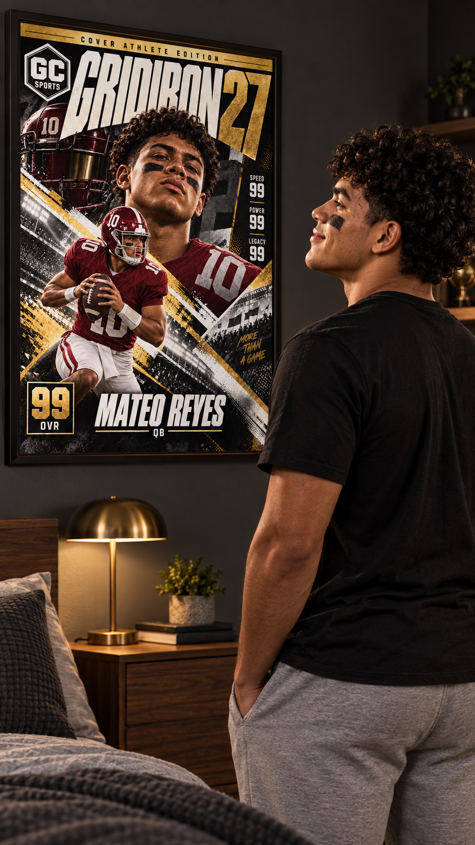 Quarterback Dropback — Personalized Football Poster | 18 × 24