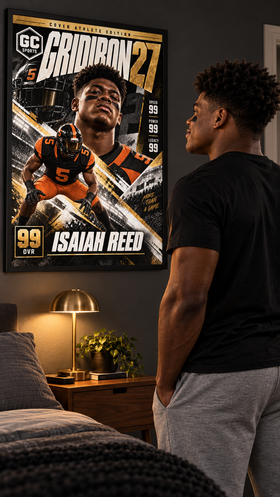 Defense Ready Stance — Personalized Football Poster | 18 × 24