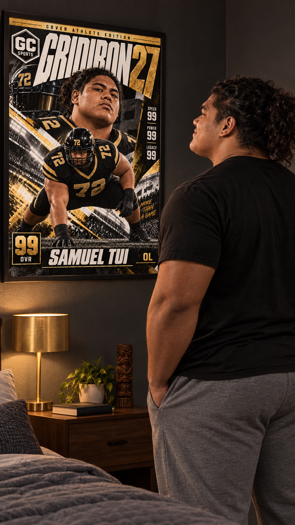 Lineman Three-Point Stance — Personalized Football Poster | 18 × 24