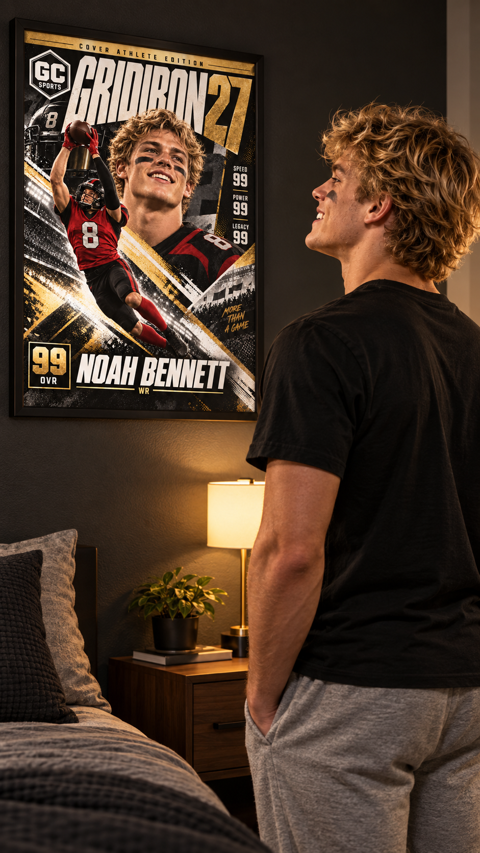 Wide Receiver High Catch — Personalized Football Poster | 18 × 24