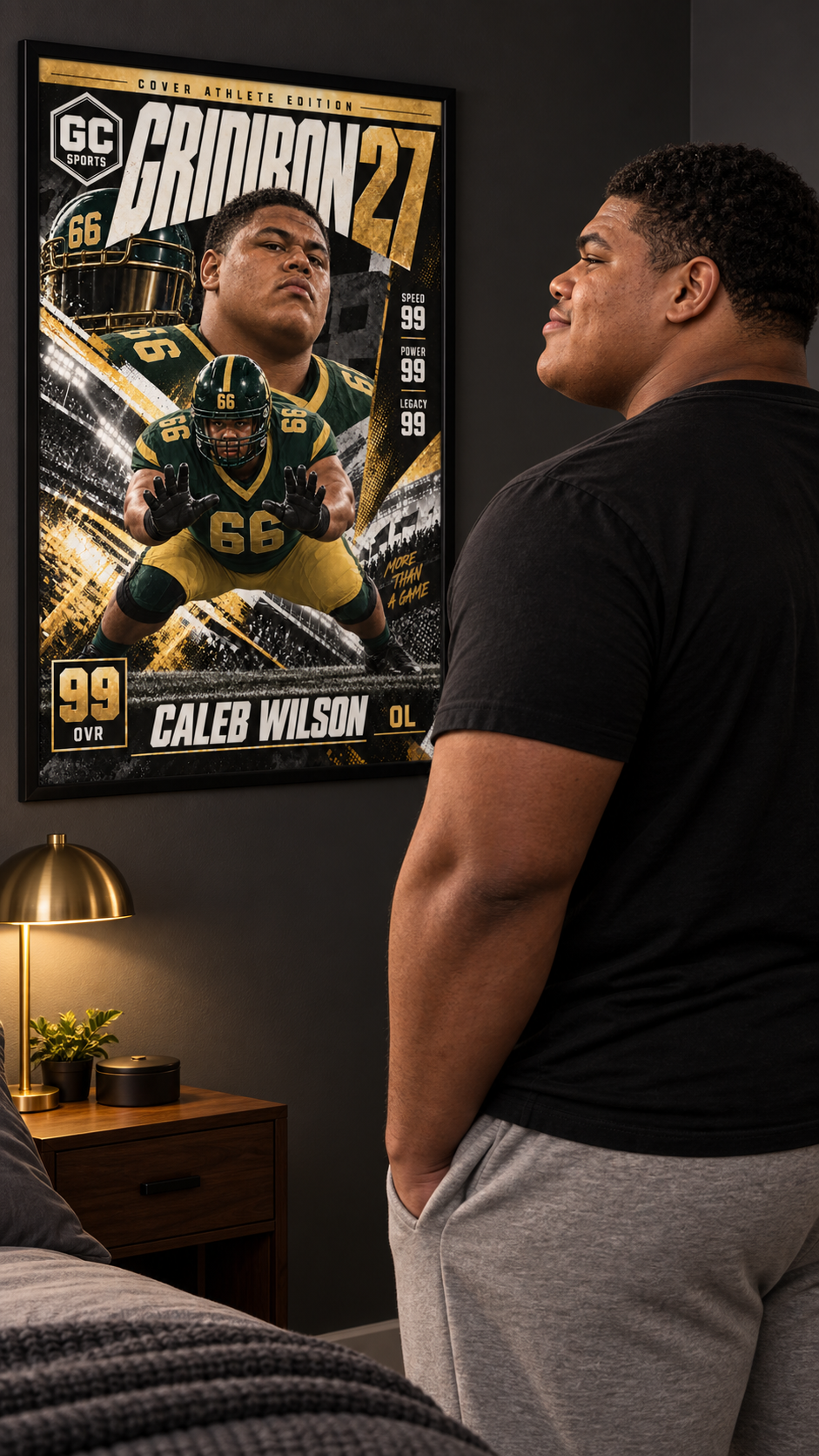 Lineman Drive Block — Personalized Football Poster | 18 × 24