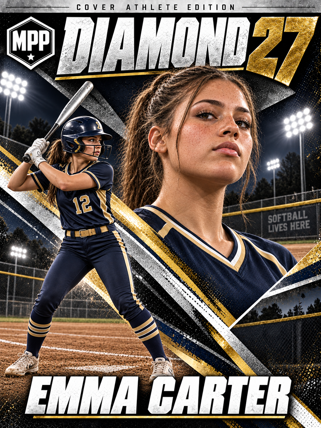 Girls Softball Batting — Personalized Poster | 18 × 24