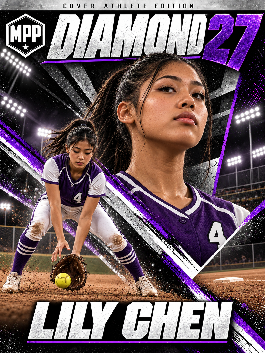 Girls Softball Fielding — Personalized Poster | 18 × 24