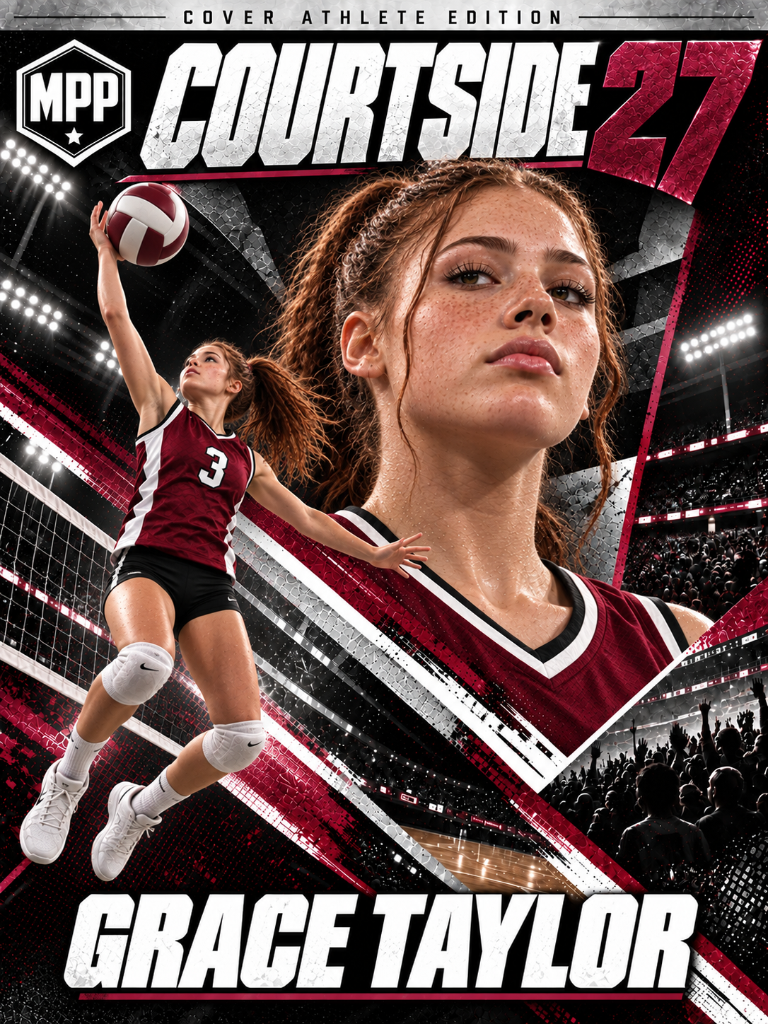 Girls Volleyball Spiking — Personalized Poster | 18 × 24